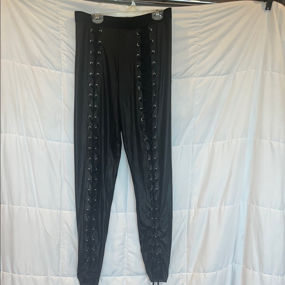Dolls Kill Current Mood Nancy Corset Leggings Large Black Vegan Leather …